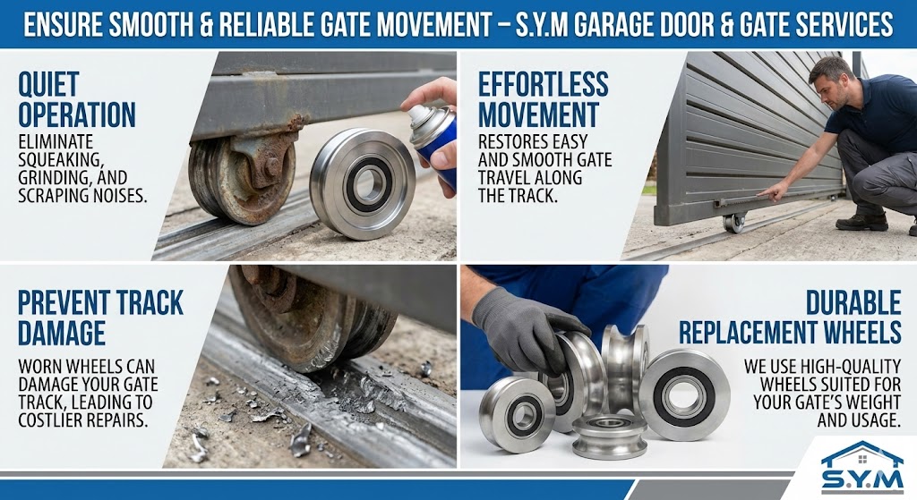 Professional sliding gate wheel replacement