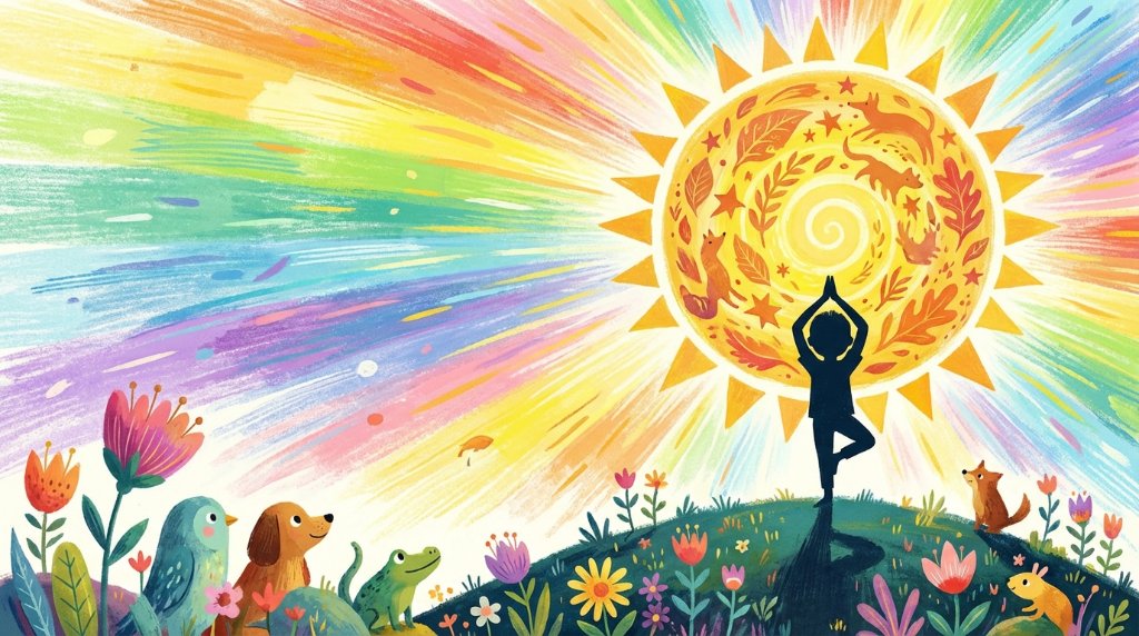 The Sun Salutation: How Surya Namaskar Teaches Us Courage and New Beginnings - Hindu mythology story blog post from Divine Tales for Kids