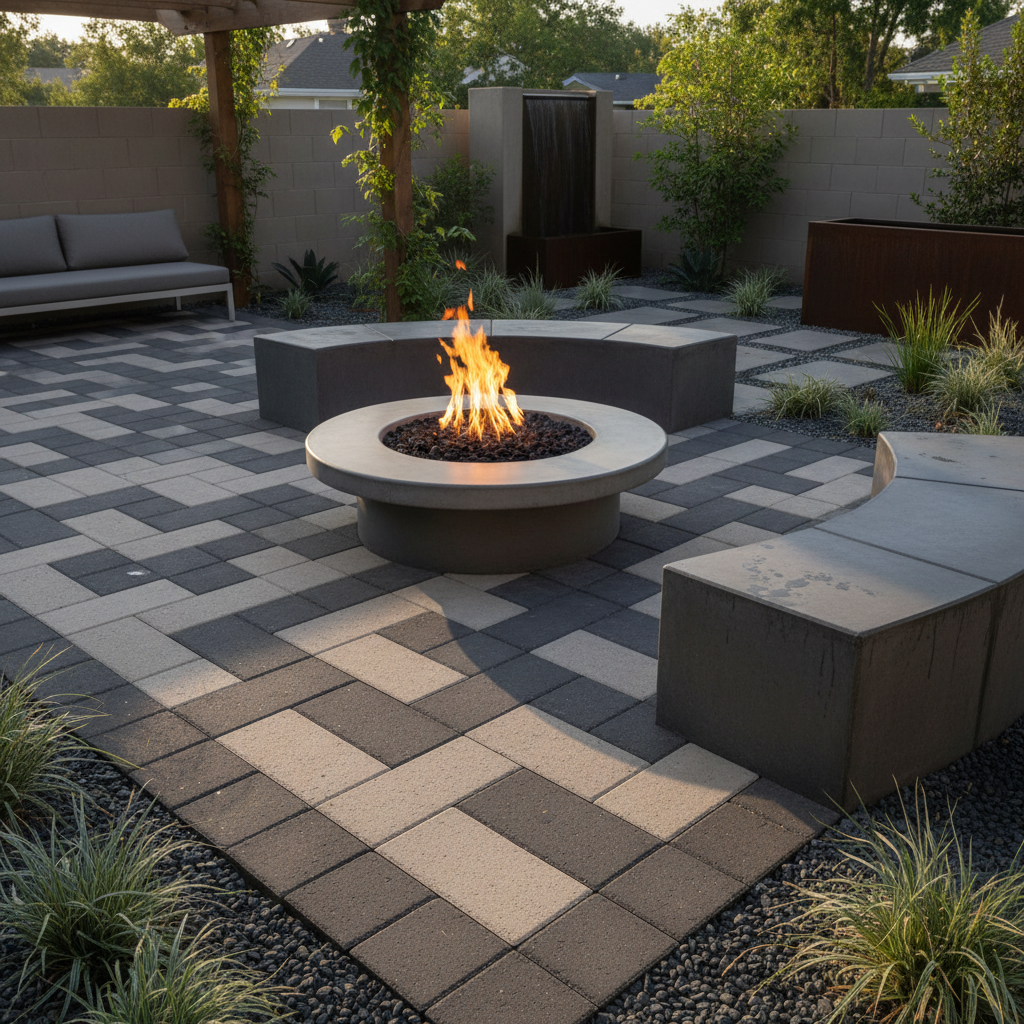 Finished paver patio and hardscaping