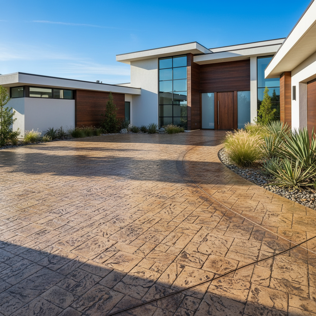 Finished concrete patio and walkway