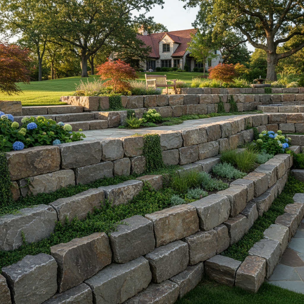 Outdoor retaining wall construction