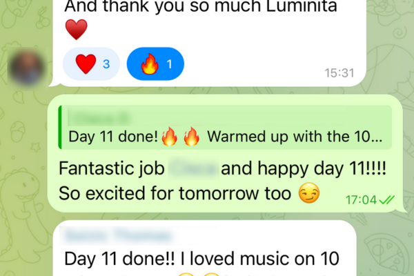 Daily accountability + support in Telegram