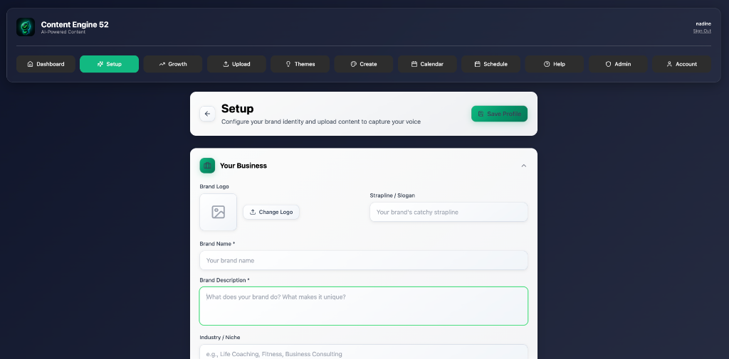 Setup Your Business Interface
