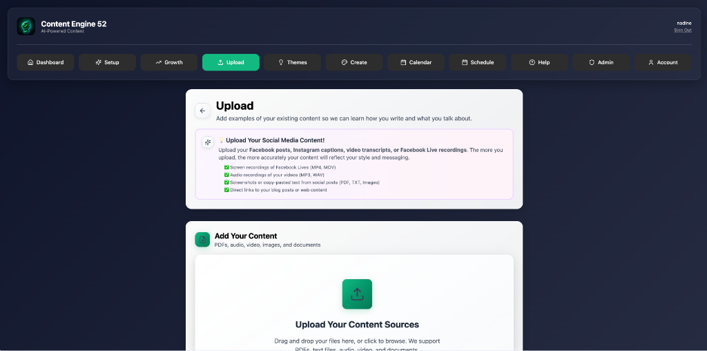 Upload Content Interface