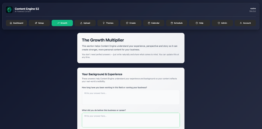 Add Growth Content Interface