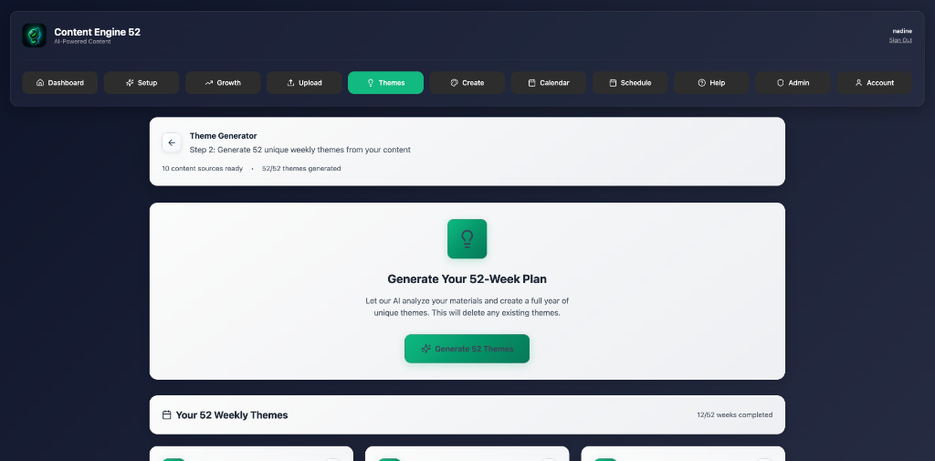 Generate Themes Interface