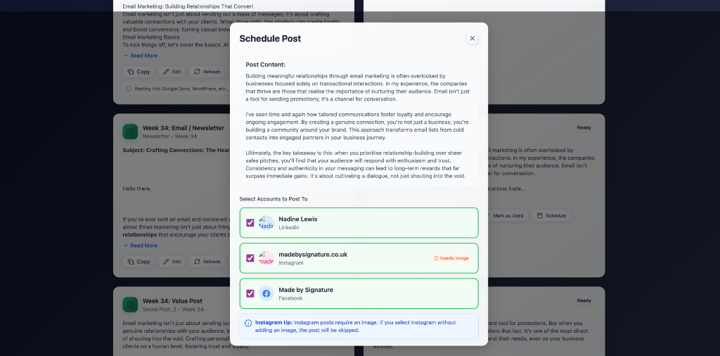 Schedule & Publish Interface