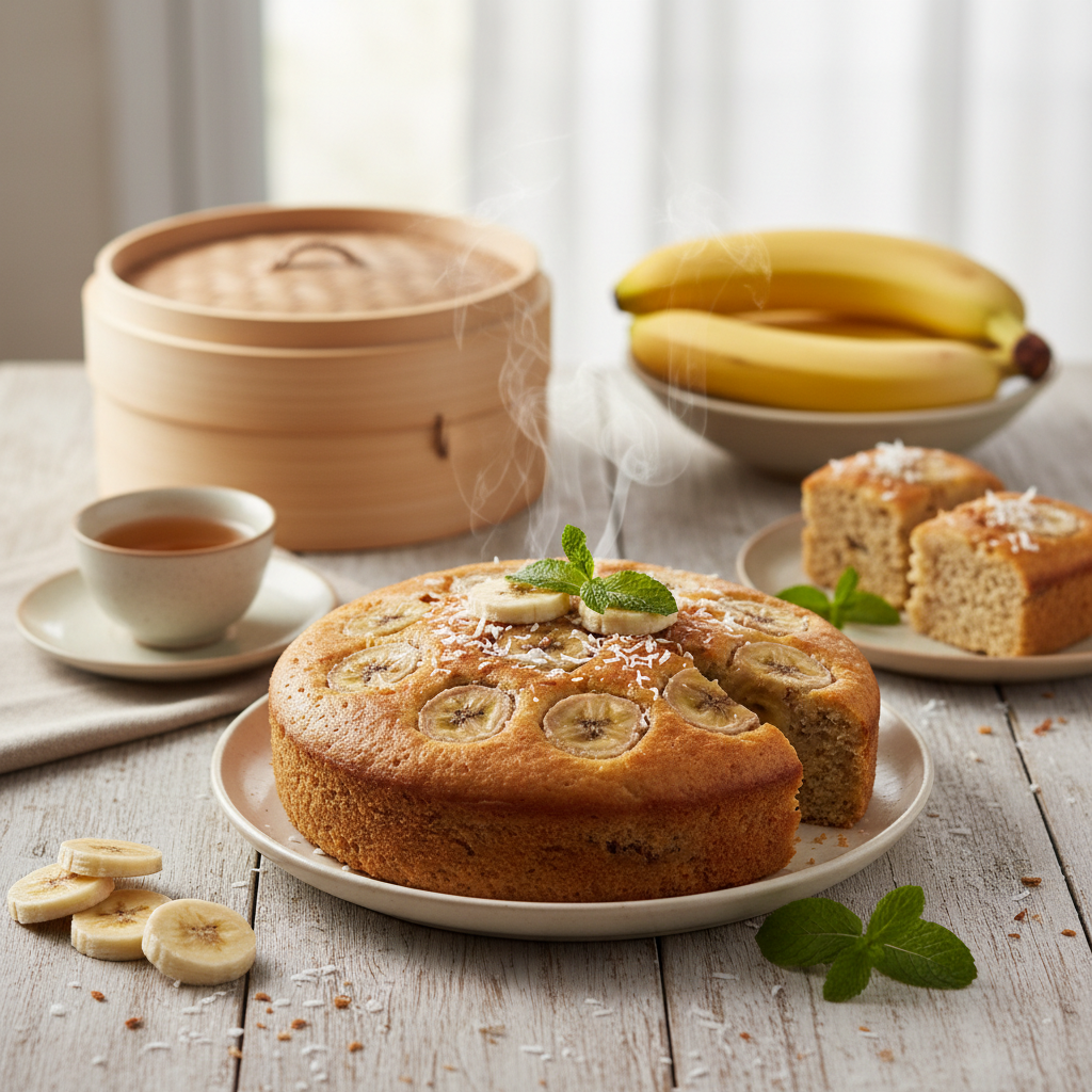 Dampfgegarter Bananenkuchen aus Reismehl