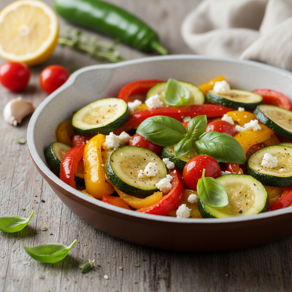 Mediterrane Zucchini-Paprika-Pfanne