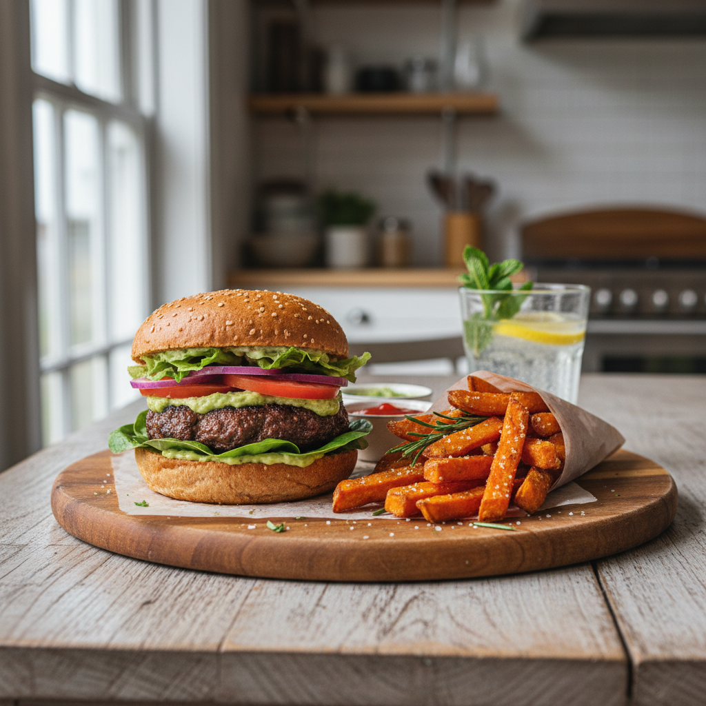 Burger mit Pommes