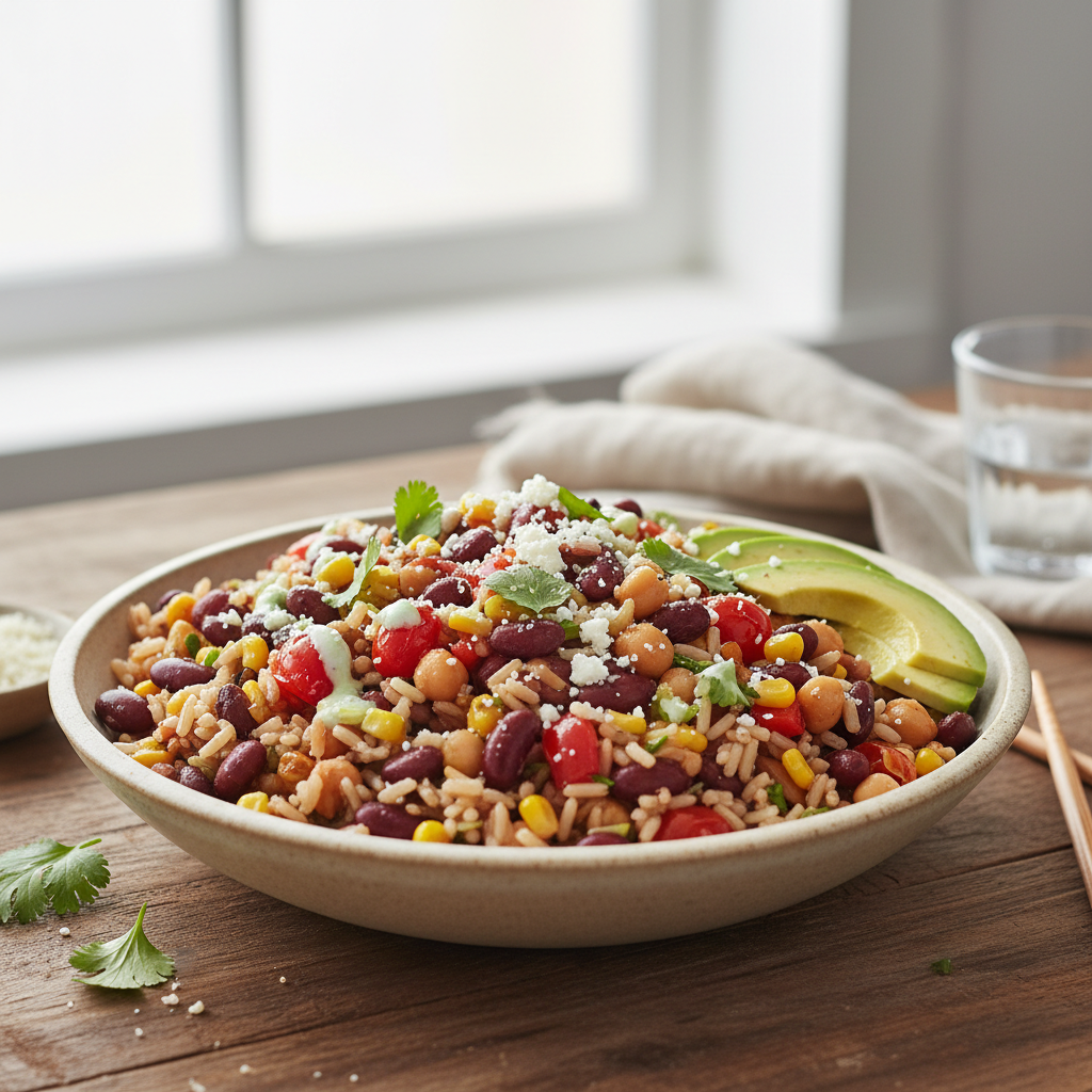 Bohnen-Bowl mit Vollkornreis