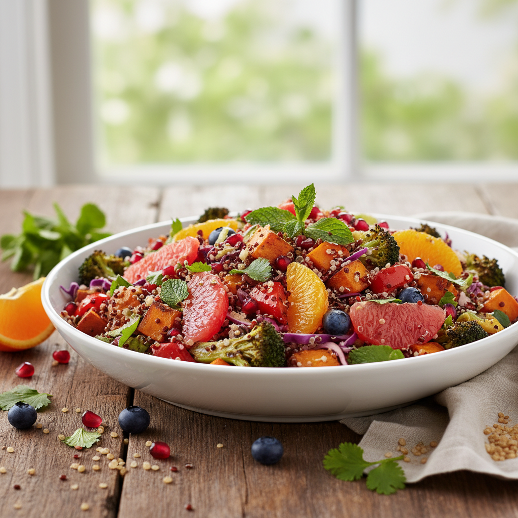 Bunter Gemüse-Quinoa-Salat mit fruchtiger Note