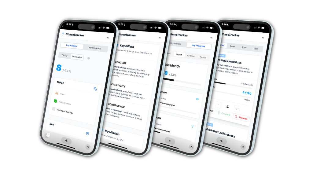 ChaseTracker app screens