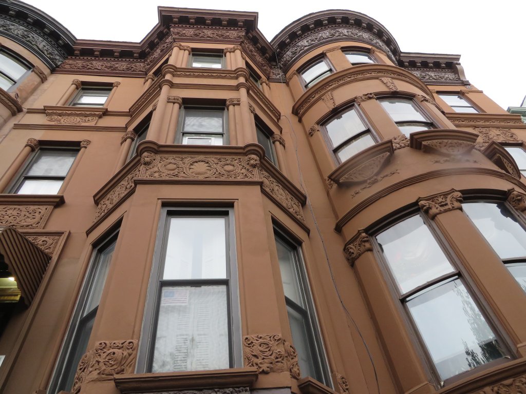 Ornate brownstone architecture in Harlem, New York City