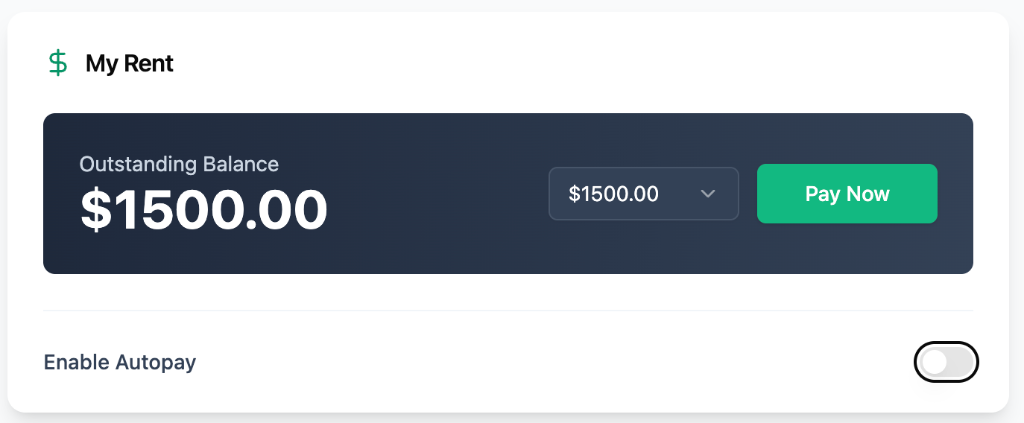 Rent Payment Module Close-Up