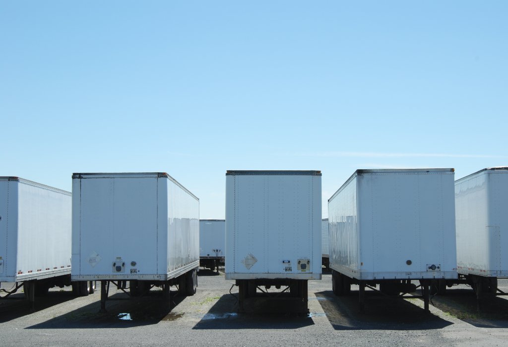 Storage trailers at a logistics facility