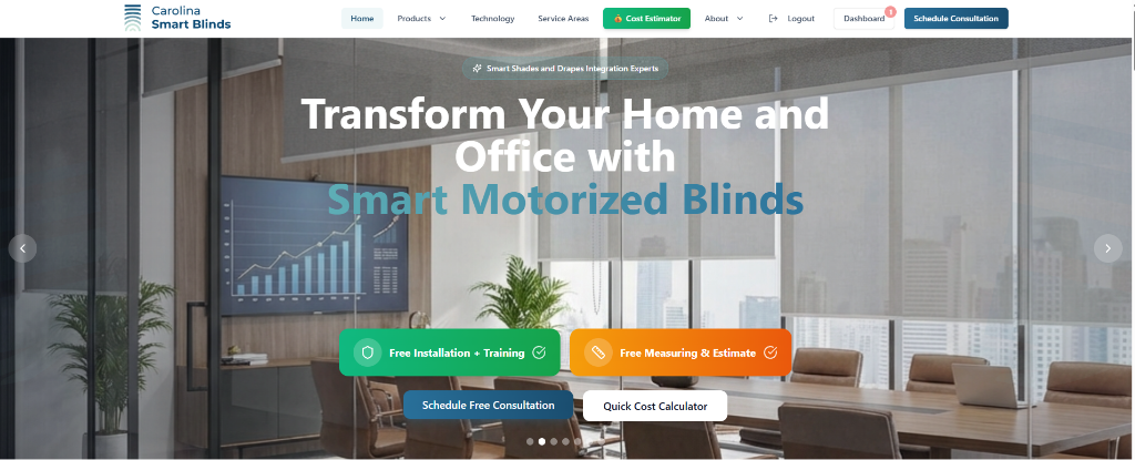 Carolina Smart Blinds Homepage