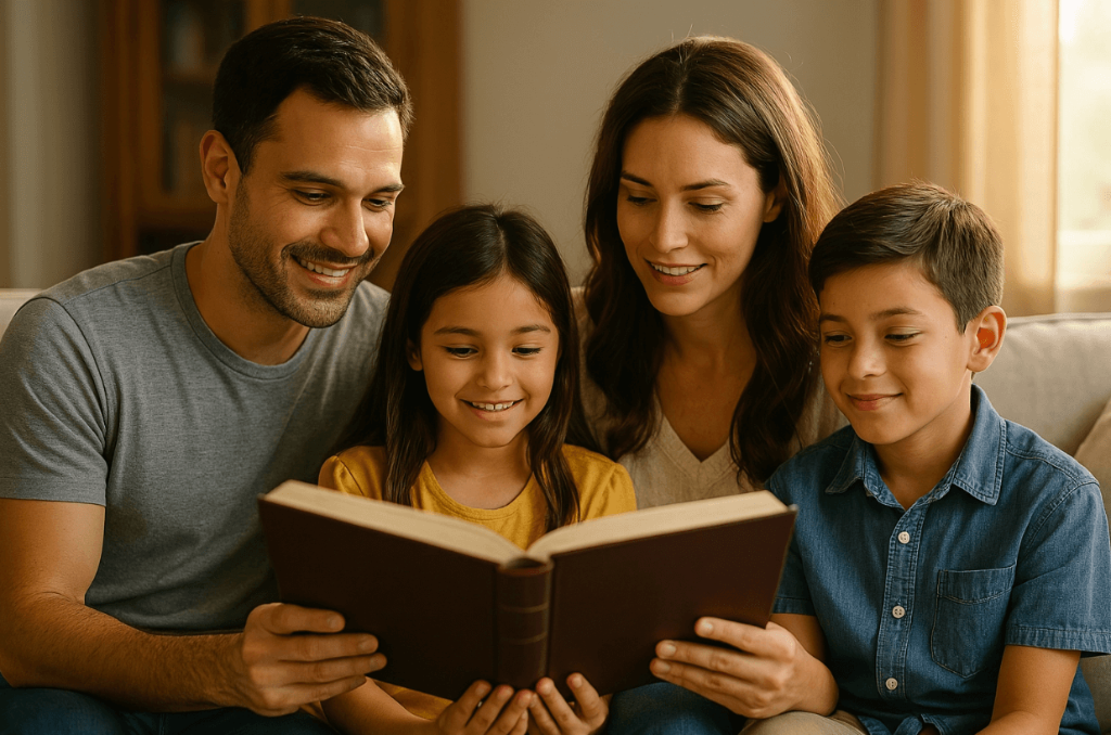 Family reading together