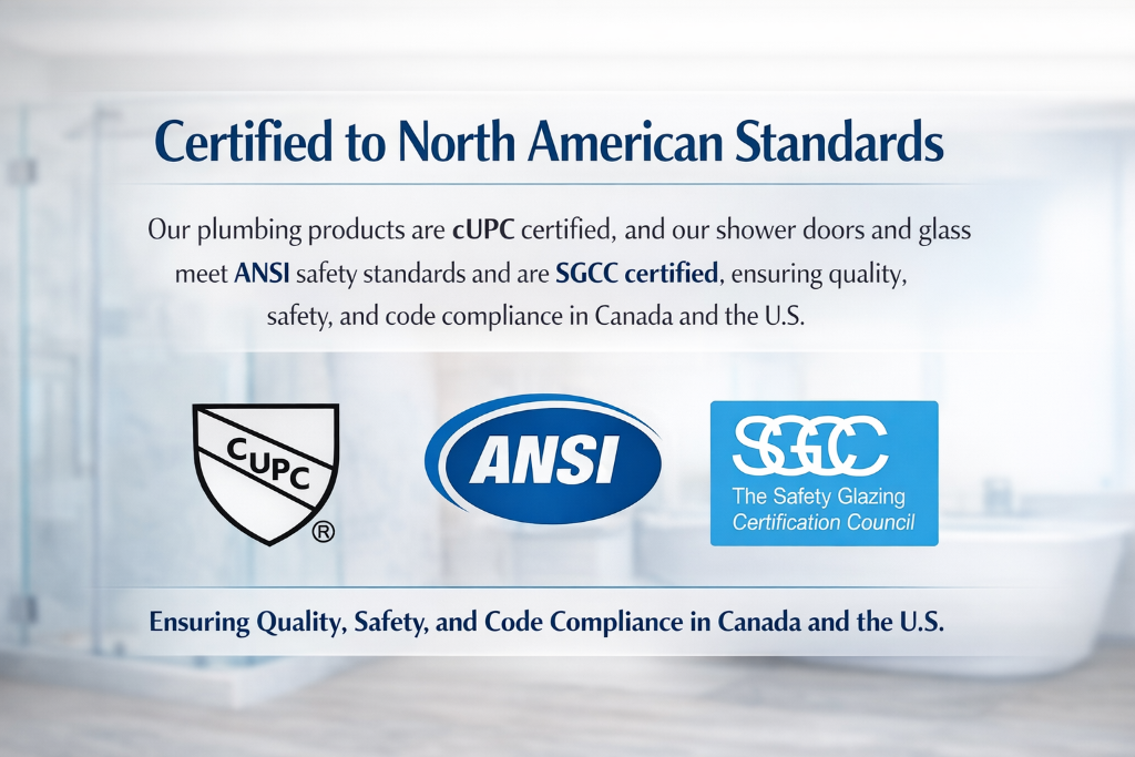 Certified to North American Standards - cUPC, ANSI, SGCC