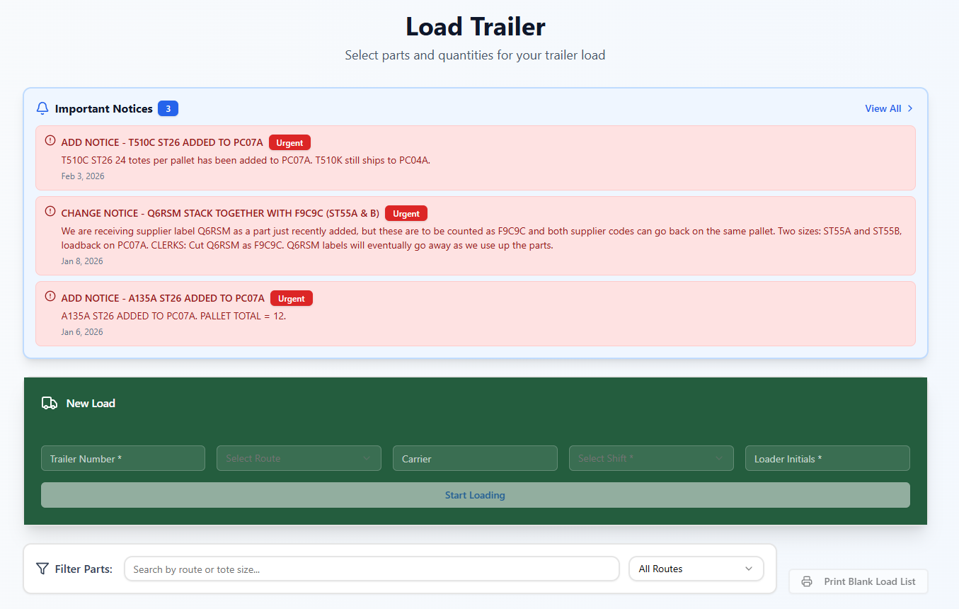 Dunnage Reload App template preview