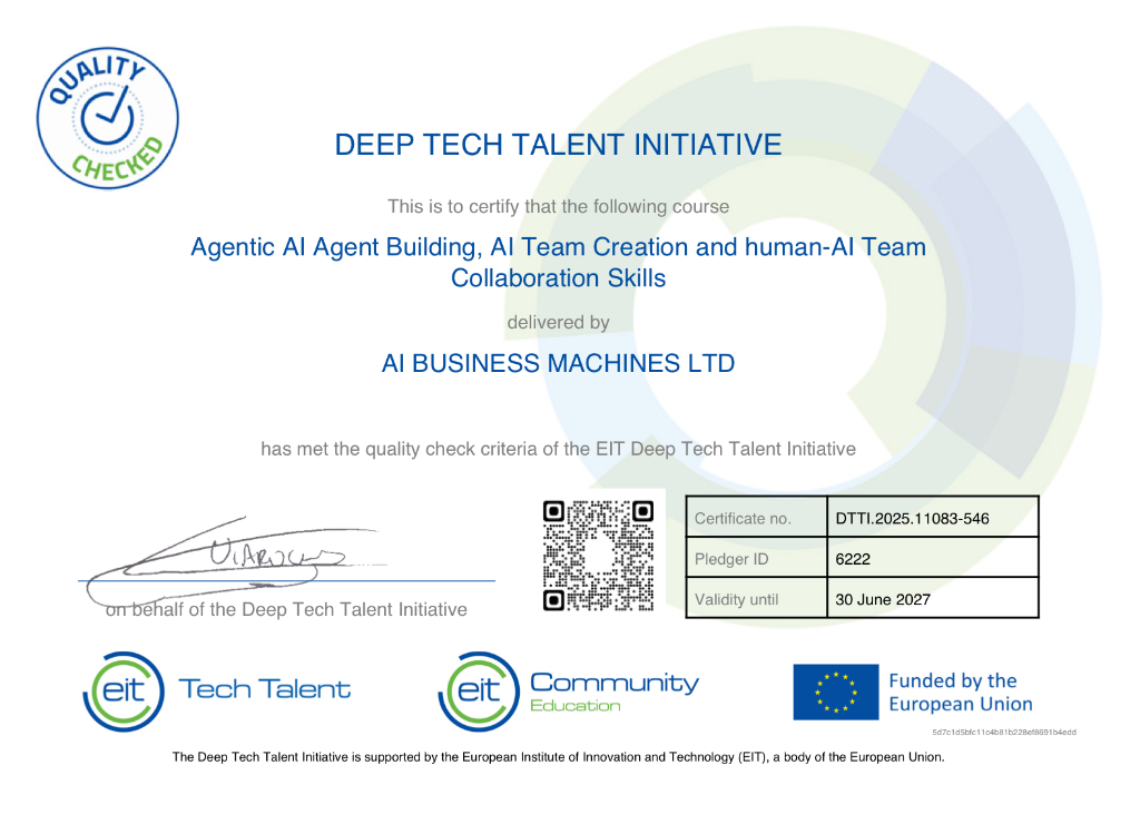 EIT Deep Tech Talent Initiative Certification