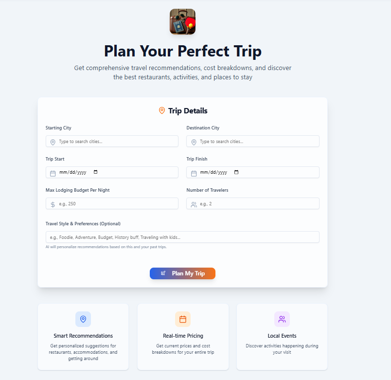 AI Travel Planner template preview