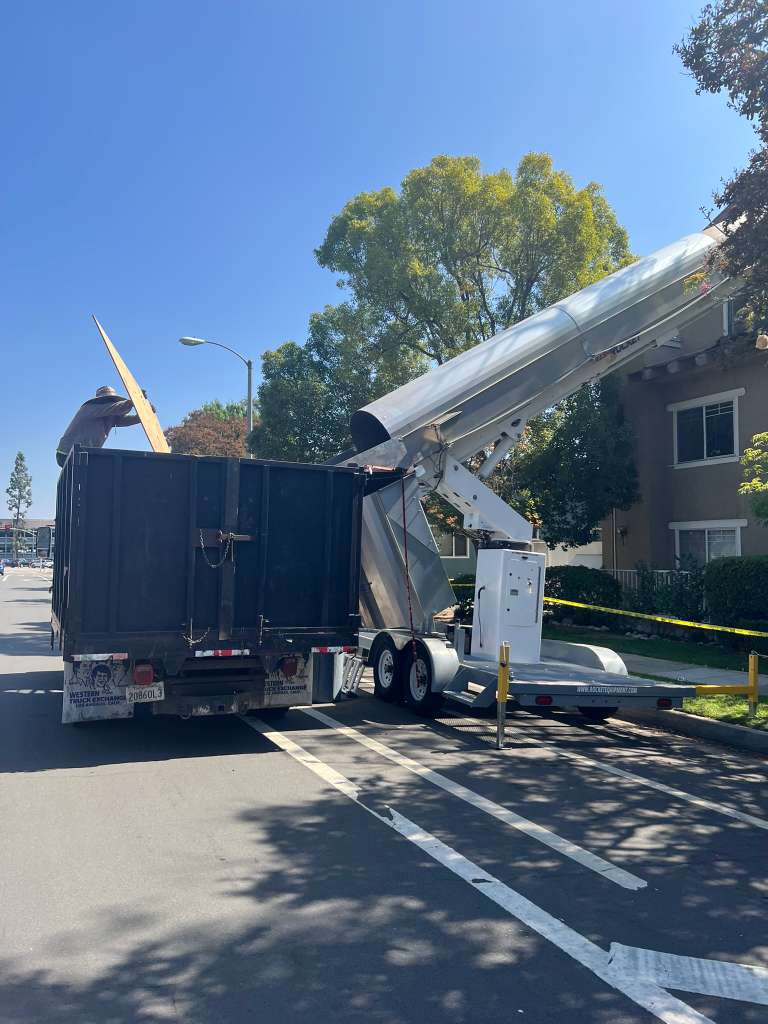 Trash Rocket debris chute for residential remodeling