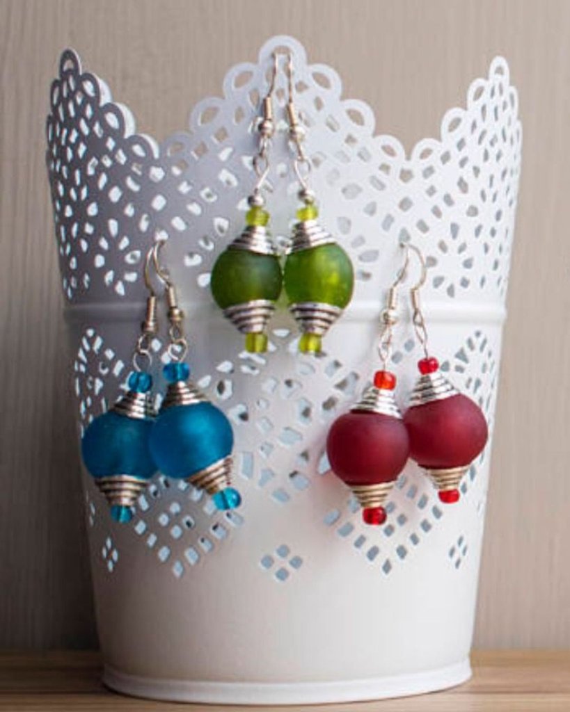 Colorful earrings made with African beads