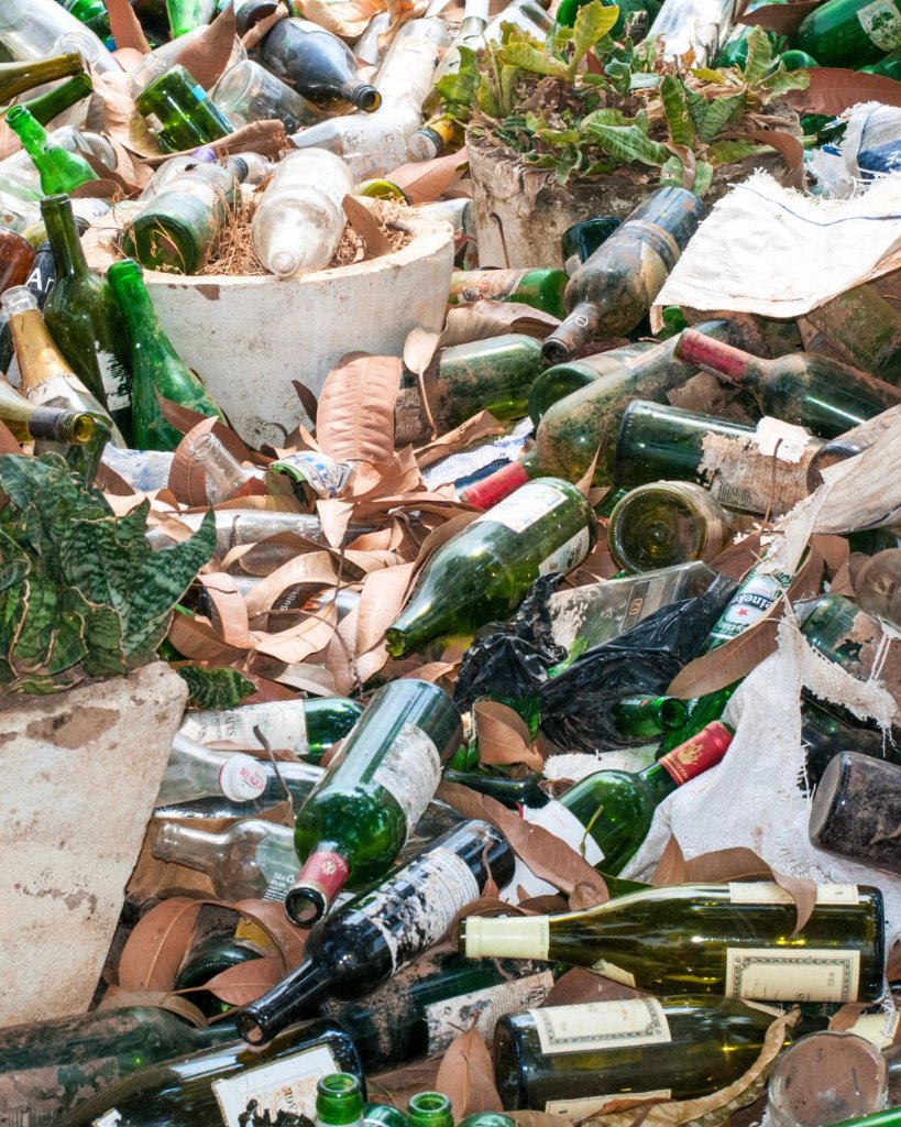 Glass is collected, cleaned and crushed