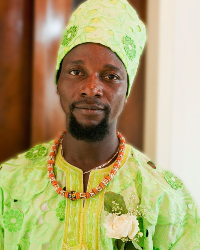 Bobo in his traditional wedding outfit