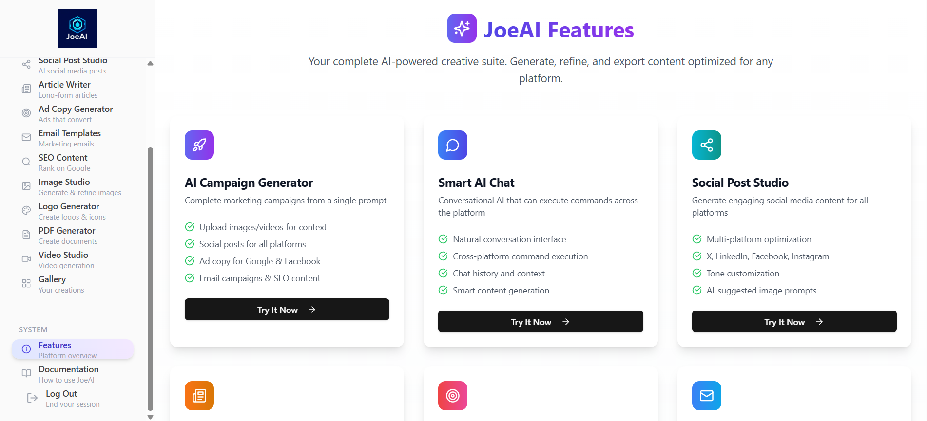 JoeAI template preview