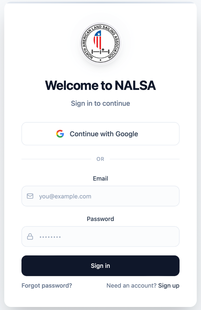 Login page showing Sign up link
