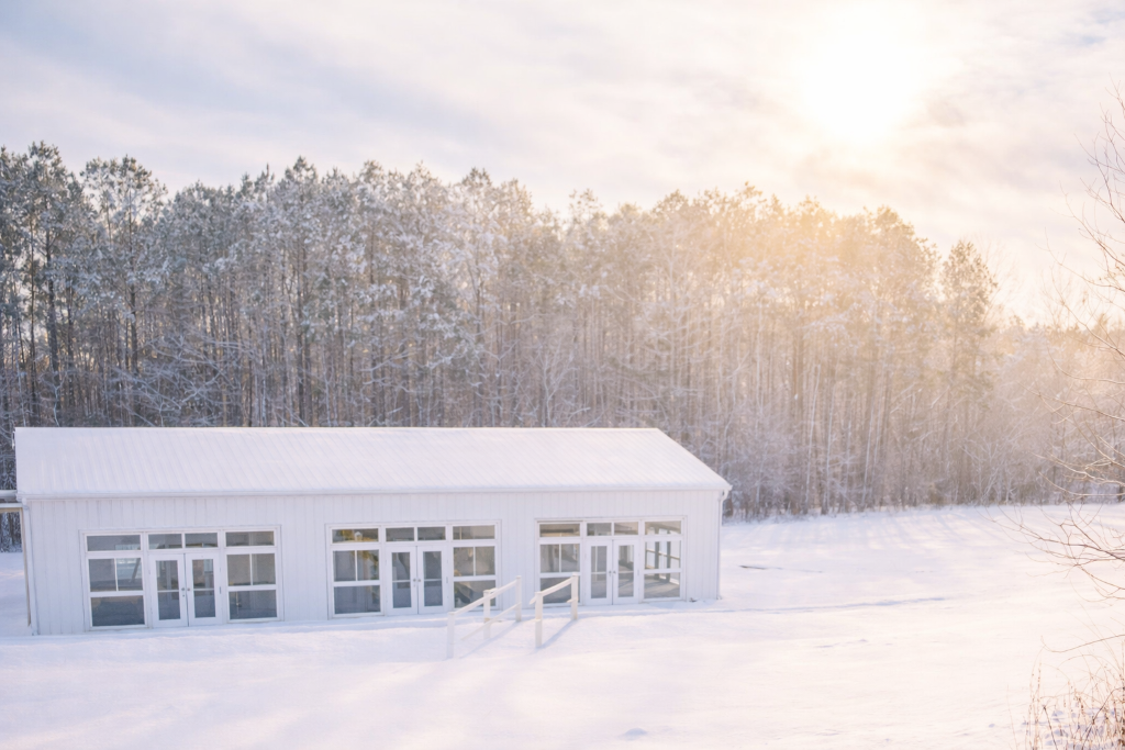 A peaceful snowy view of the venue