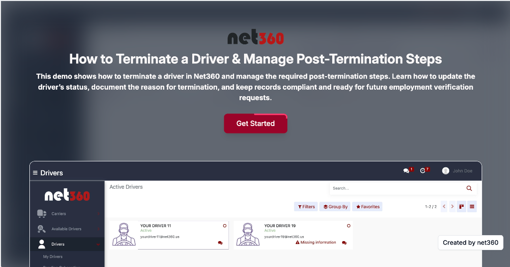 How to Terminate a Driver & Manage Post-Termination Steps in net360
