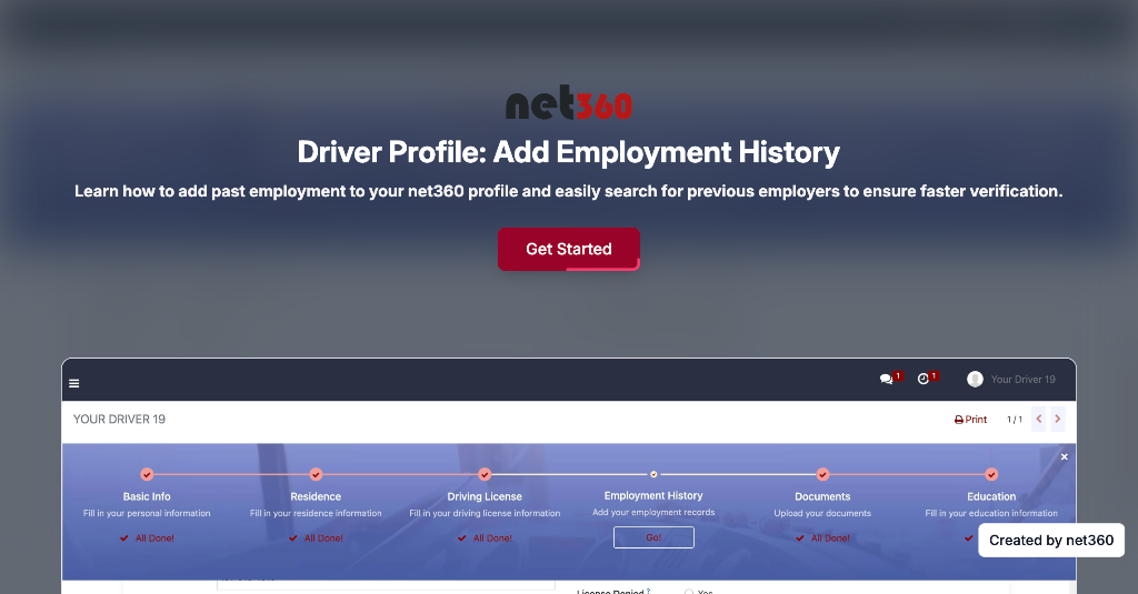 Driver Profile: Add Employment History