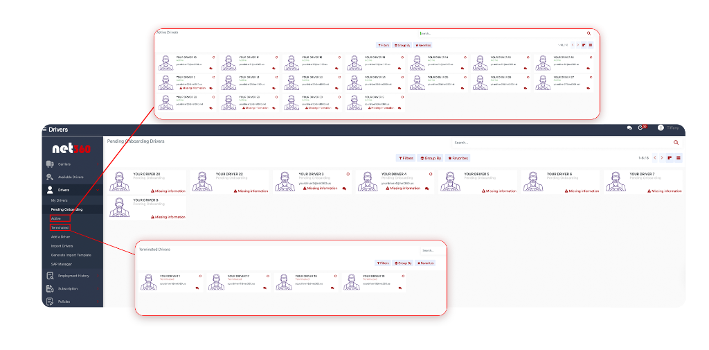 net360 driver onboarding workflow with digital forms, e-signature progress, and document upload checklist