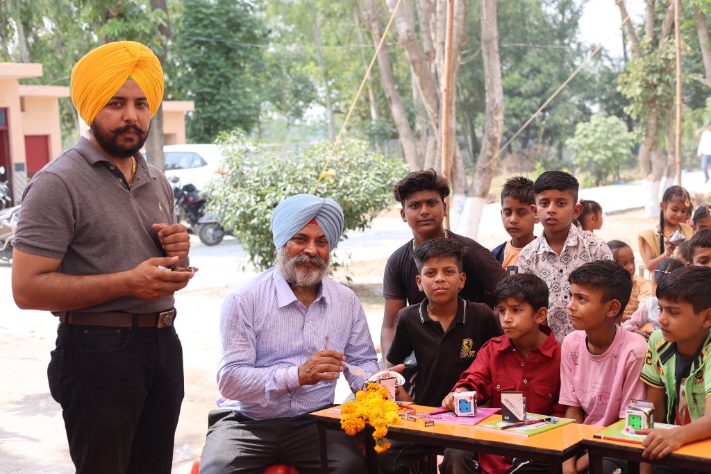 Community volunteers with children
