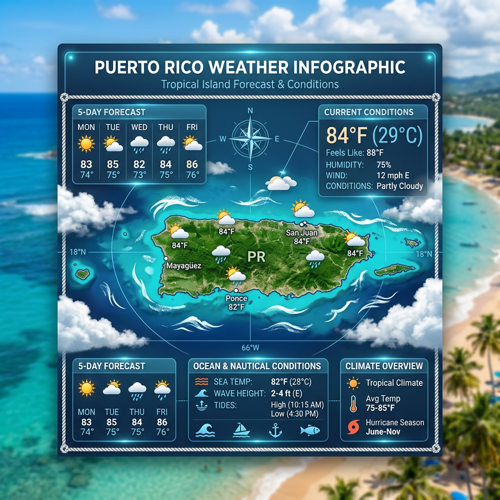 🌞 Sunny and Breezy Conditions Across Puerto Rico Today
