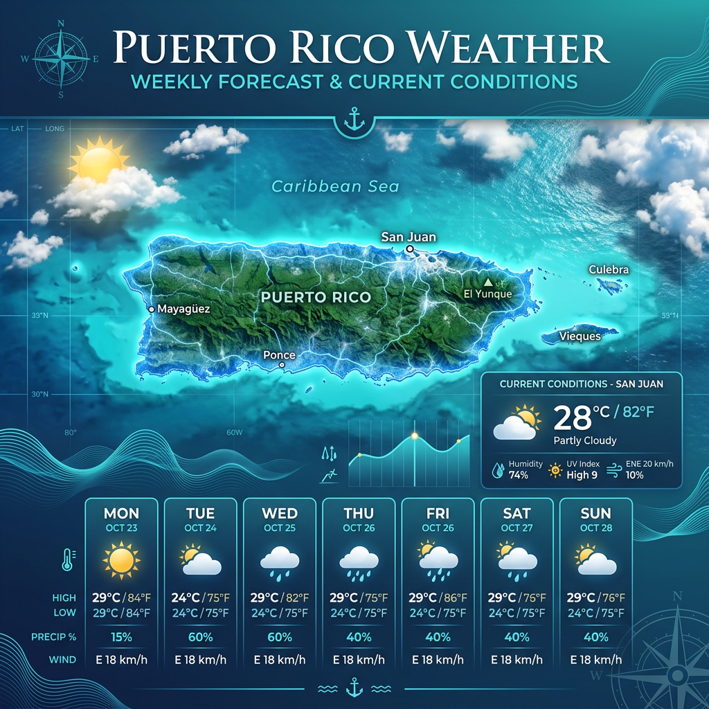 🌞 Sunny and Breezy Conditions Across Puerto Rico