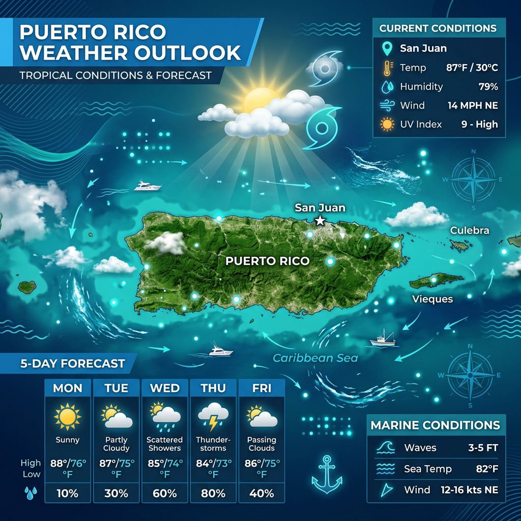 🌞 Sunny and Breezy Conditions Across Puerto Rico