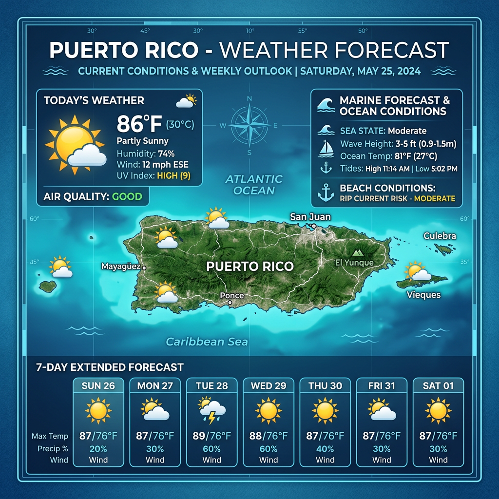 🌞 Sunny and Breezy Conditions Across Puerto Rico