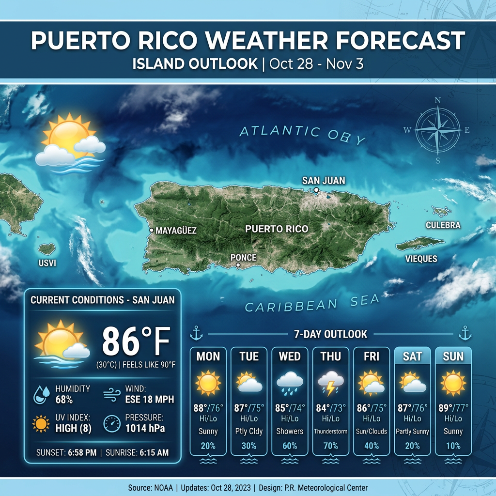🌞 Sunny and Breezy Conditions Across Puerto Rico