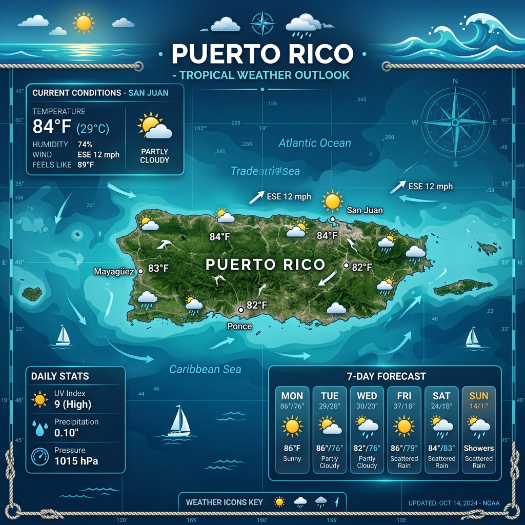 🌞 Sunny and Breezy Conditions Across Puerto Rico