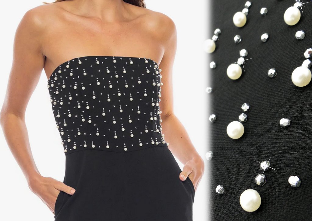Black Pearl Beaded Wrap Top