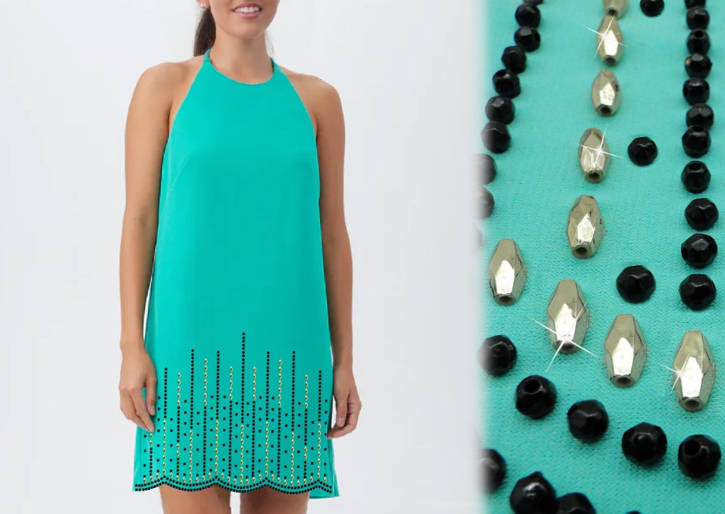 Pink Beaded V-Neck Tunic