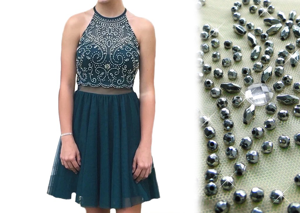 Black Beaded Halter Dress