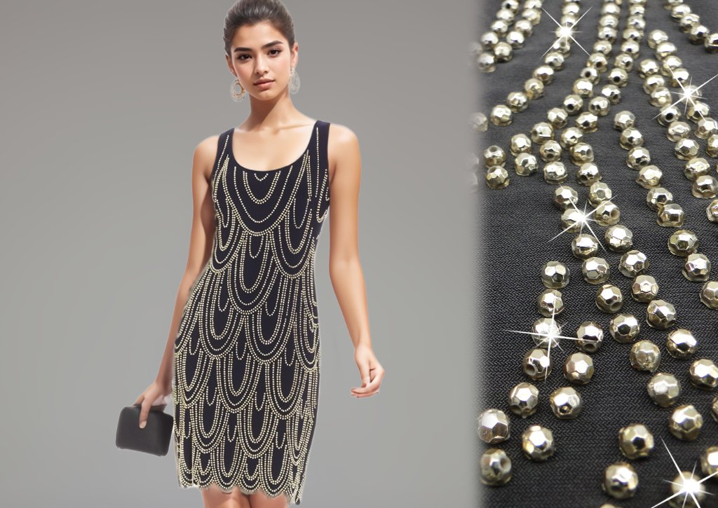 Black Gold Art Deco Beaded Dress