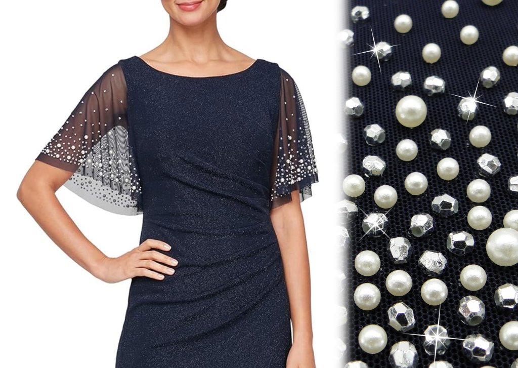Black Pearl Beaded Sleeve Top