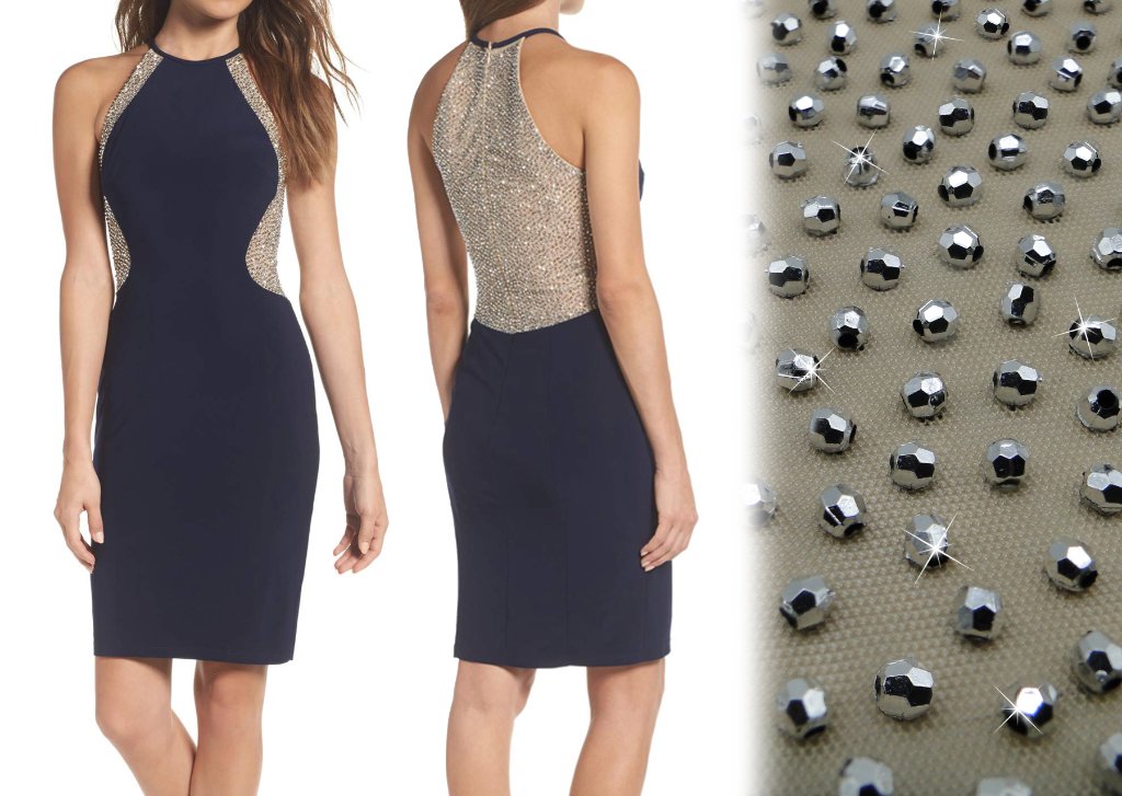 Navy Beaded Panel Dress