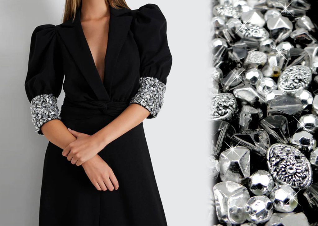 Black Crystal Beaded Blazer